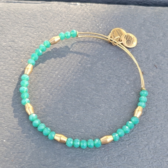 Alex and Ani Raphaelin Gold and Green Beaded Energy Bracelet - Picture 3 of 3